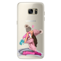 Silikónové puzdro iSaprio - Kissing Mom - Brunette and Girl - Samsung Galaxy S7 Edge