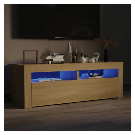 vidaXL TV skrinka s LED svetlami dub sonoma 120x35x40 cm