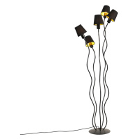 Dizajnová stojaca lampa čierna 5-svetlá s upínacím tienidlom - Wimme