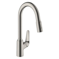 Drezová batéria Hansgrohe Focus s vyťahovacou spŕškou, 2 prúdy vzhled nerezu 71820800