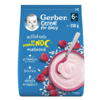 GERBER Kaša mliečna cereal malinová Dobrú noc 230 g