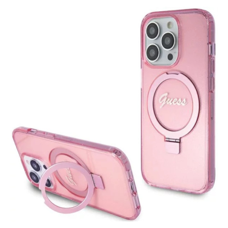 Kryt Guess GUHMP15LHRSGSP iPhone 15 Pro 6.1" pink hardcase Ring Stand Script Glitter MagSafe (GU