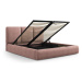 Svetloružová čalúnená dvojlôžková posteľ s úložným priestorom s roštom 160x200 cm Brody – Mazzin