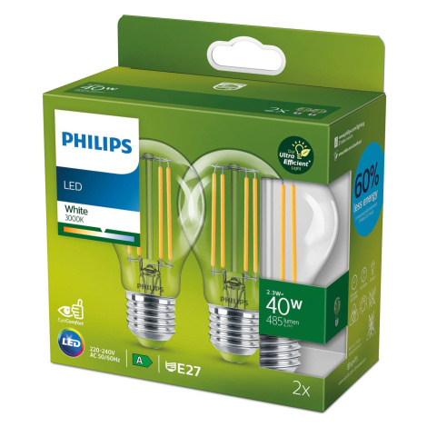 Philips LED žiarovka E27 A60 2,3W 485lm 3 000K 2ks