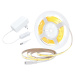 Solight LED COB pásik, sada s adaptérom, vypínač, 5m, 8W/m, 800lm/m, teplá biela