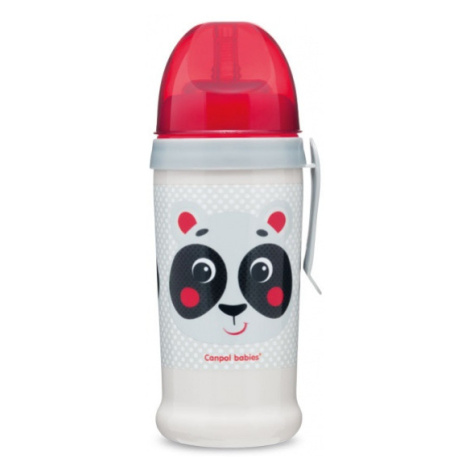 Canpol babies Fľaša športová s nevylievacou slamkou HELLO LITTLE 350 ml béžová