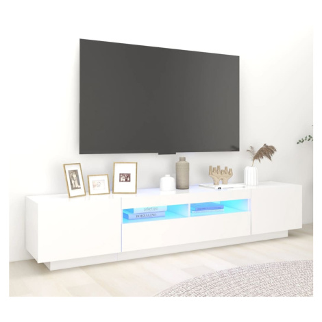 vidaXL TV skrinka s LED svetlami biela 200x35x40 cm