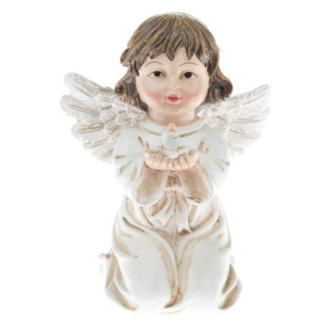 Biela soška anjela s knihou Dakls, výška 10,5 cm