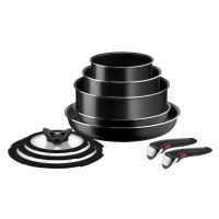 Hliníková súprava riadu 10 ks Ingenio Easy Cook & Clean Black - Tefal