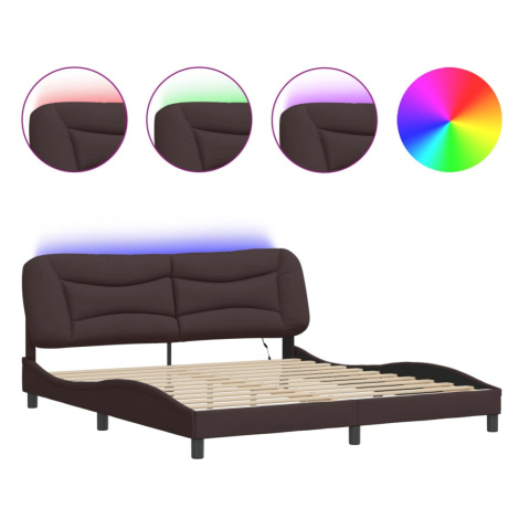 vidaXL Rám postele s LED bez matraca Hvar tmavohnedá 180x200 cm látka