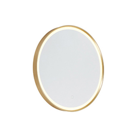 Okrúhle kúpeľňové zrkadlo zlaté 50 cm vrátane LED s dotykovým stmievačom - Miral QAZQA