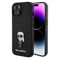 Karl Lagerfeld Fixed Glitter Metal Ikonik Zadný Kryt pre iPhone 15 Black