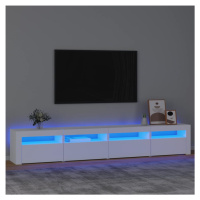 vidaXL TV skrinka s LED svetlami biela 240x35x40 cm