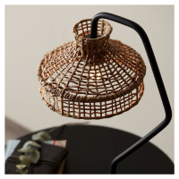 PR Home Loft stolová lampa s ratanovým tienidlom