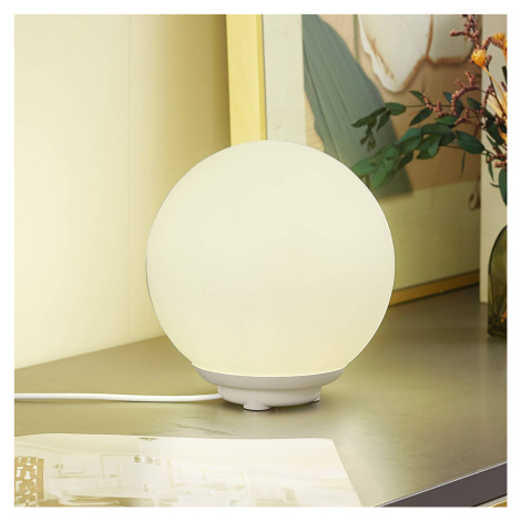 Lindby Smart LED dobíjacia stolová lampa Cosmia, biela, sklo, Tuya