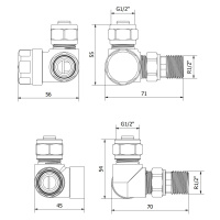 Mexen Uni-Term, axiálny radiátorový ventil, zlatá lesklá, W903-000-50