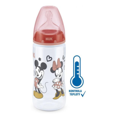 NUK FC+ fľaša Mickey s kontrolou teploty, 300 ml - červená