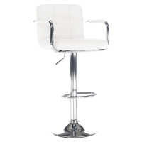 Barová stolička, biela ekokoža/chróm, LEORA 2 NEW