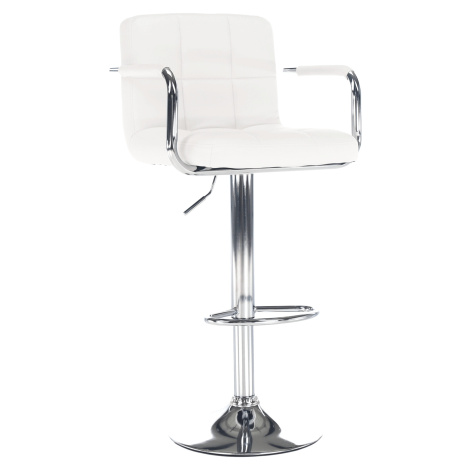 Barová stolička, biela ekokoža/chróm, LEORA 2 NEW Tempo Kondela