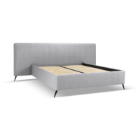 Sivá čalúnená dvojlôžková posteľ s úložným priestorom a roštom 180x200 cm Walter – Milo Casa