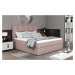 NABBI Grosio 145 čalúnená manželská posteľ s úložným priestorom ružová