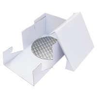 Podložka tortová strieborná kruh priemer 33 cm + tortová škatuľa - PME