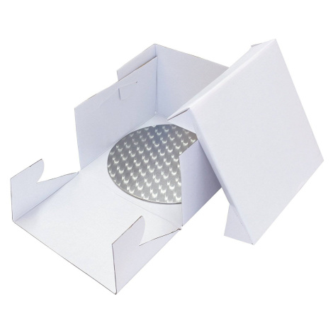 Podložka tortová strieborná kruh priemer 33 cm + tortová škatuľa - PME