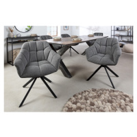 Estila Retro dizajnová otočná jedálenská stolička s tmavo sivým čalúnením a čiernymi kovovými no