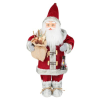 Dekorácia MagicHome Vianoce, Santa s lampášom, červený, 46 cm