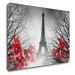 Impresi Obraz Eiffelova veža čiernobiela s červeným detailom - 70 x 50 cm