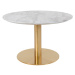 Okrúhly konferenčný stolík v bielo–zlatej farbe s doskou v dekore mramoru 70x70 cm Bolzano – Hou