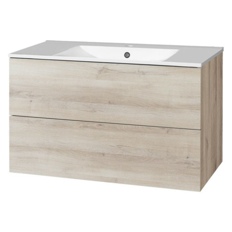 MEREO - Aira, kúpeľňová skrinka s keramickým umývadlom 101 cm, dub Kronberg CN722