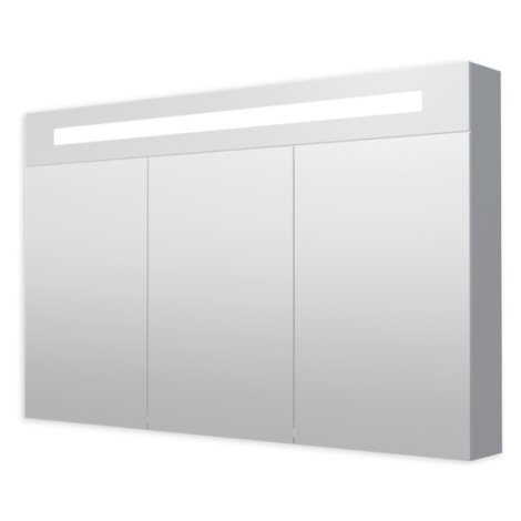 Zrkadlová skriňa 120 cm s LED osvetlením, 3 dvere, zásuvka+vypínač, IP44 GALZS120LED Naturel