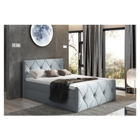 Expedo Čalúnená posteľ boxspring DIAMOND LUX + topper, 140x200, mat velvet 85