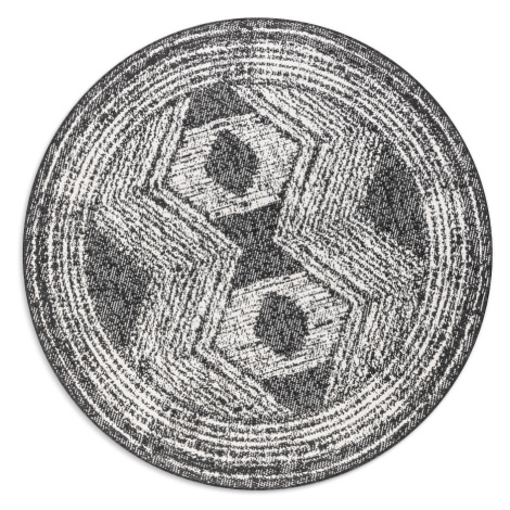 Kusový koberec Gemini 106029 Black kruh z kolekce Elle – na ven i na doma - 200x200 (průměr) kru