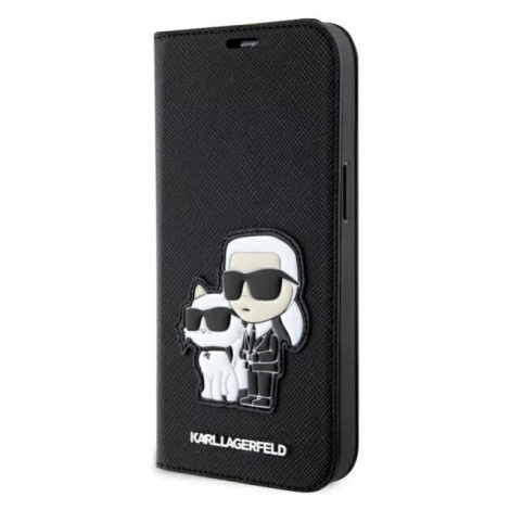 Púzdro Karl Lagerfeld iPhone 14 Pro Max 6.7" bookcase black Saffiano Karl & Choupette (KLBKP14XS