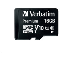 Karta VERBATIM MicroSDHC 16GB Premium, U1 + SD adaptér