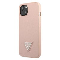 Plastové puzdro Guess na Apple iPhone 14 GUHCP14SPSATLP HC Saffiano PU Triangle ružové