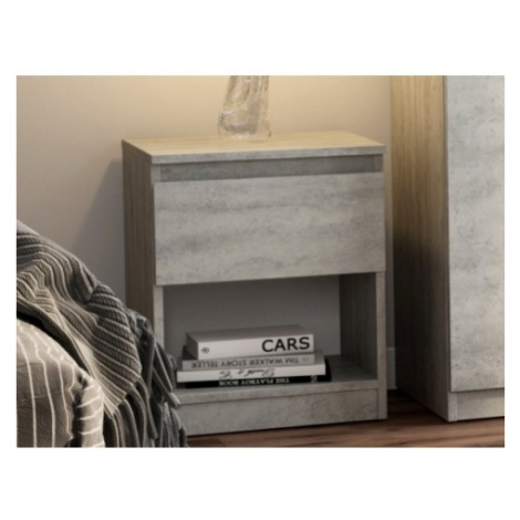Skrinka /nočný stolík Carlos 401S, šedý beton% Asko