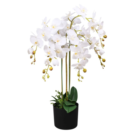 vidaXL Umelá rastlina, orchidea s kvetináčom 75 cm, biela