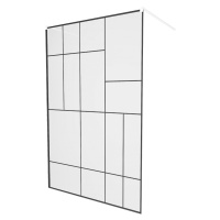 MEXEN/S - KIOTO samostatne stojaca sprchová zástena 100 x 200, transparent/čierny vzor 8 mm, bie