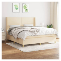 vidaXL Posteľný rám boxspring s matracom krémový 160x200 cm látka