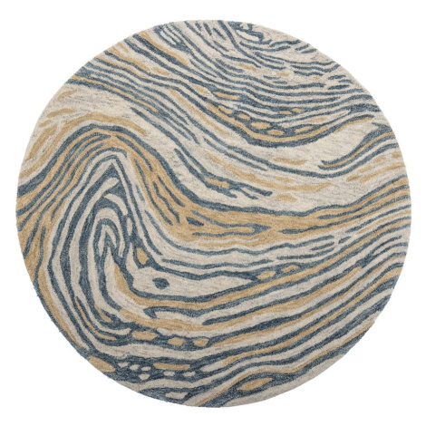 Modro-hnedý vlnený okrúhly koberec ø 120 cm Tiger – Bloomingville