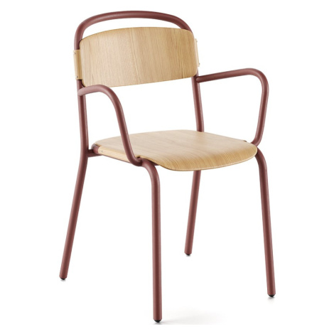 INFINITI - Stolička SKOL s dreveným sedadlom a podrúčkami