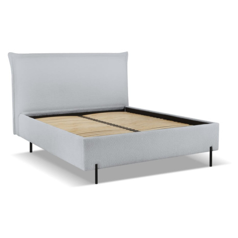 Sivá čalúnená dvojlôžková posteľ s úložným priestorom a roštom 180x200 cm Armie – Milo Casa