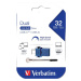 VERBATIM Flash Drive 32GB Store &#39;n&#39; Go Dual Drive USB 3.0/USB Type-C, modrá