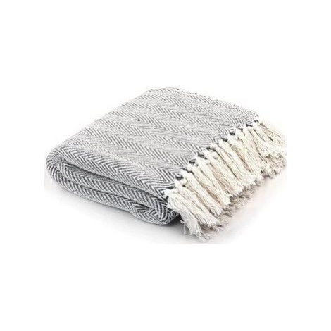Bavlnená deka so vzorom rybej kosti 125 × 150 cm sivá SHUMEE