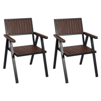 Záhradné stoličky 2 ks Čierna / hnedá,Záhradné stoličky 2 ks Čierna / hnedá