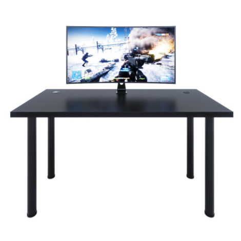 Expedo Počítačový herný stôl CODE X1, 135x73-76x65, čierna/čierne nohy + USB HUB