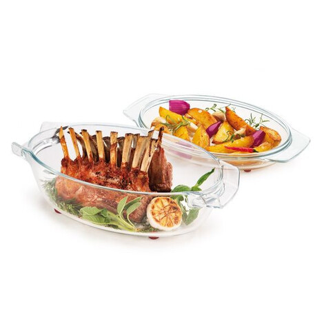 Oválny pekáč s poklopom GrandCHEF 35 x 21 cm, sklenený